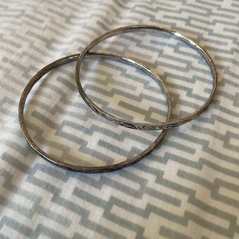Sterling bangles wrist - pair
